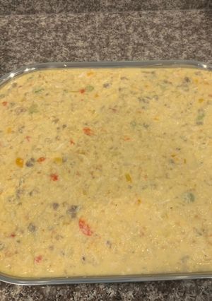 A picture of Crab and Sausage Cornbread Dressing.