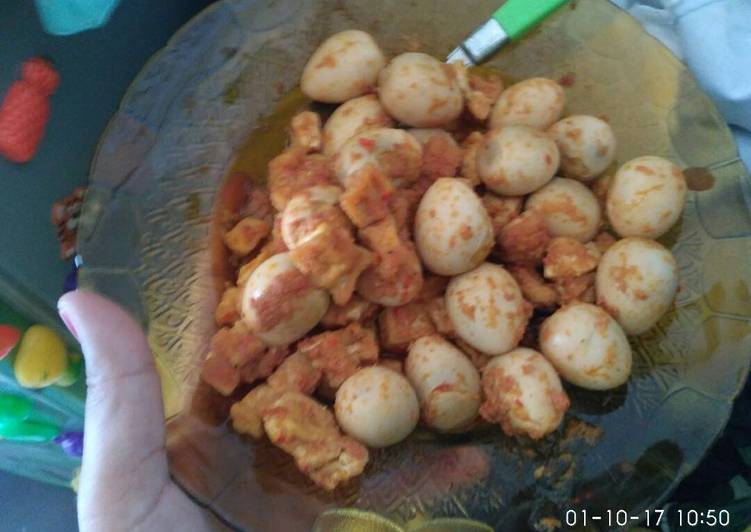 Balado puyuh campur tahu