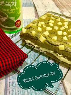 Foto resep Matcha & Cheese Layer Cake -Keto