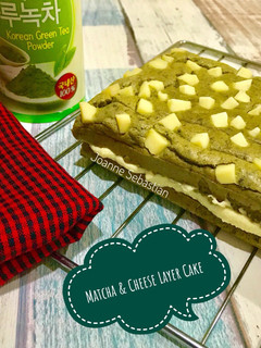 Foto resep Matcha & Cheese Layer Cake -Keto