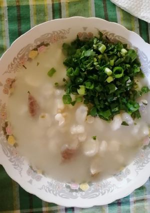 Una foto de Caldo de mote con mondongo (estilo fast)