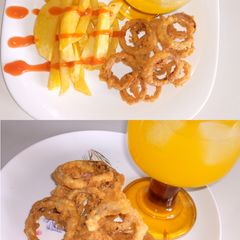 A picture of Deep-fried Onion Rings #deepfriedsnacks.
