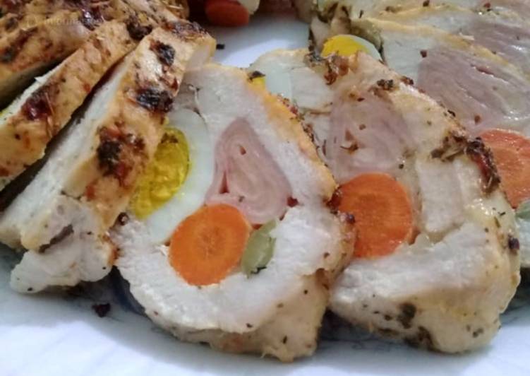 Pechuga De Pollo Rellena Al Horno Arrollado De Pollo Receta De Mirna Lucia Cookpad