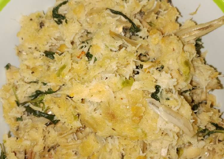 Resep Botok ikan teri campur daun kemangi juga tempe😅, Enak Banget