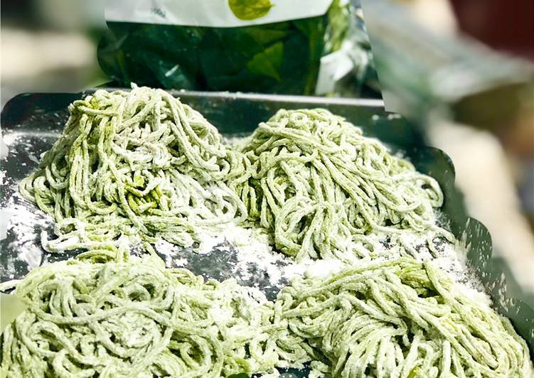 Steps to Prepare Ultimate Spinach Fettuccini and Spinach Noodles