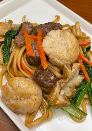 干貝牛小排炒麵 的食譜成品照片