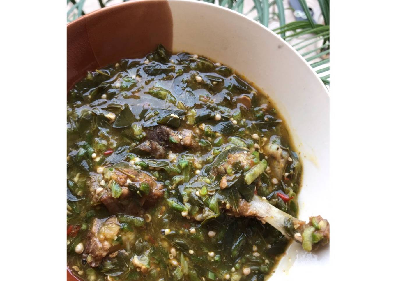 Okro soup with moringa
