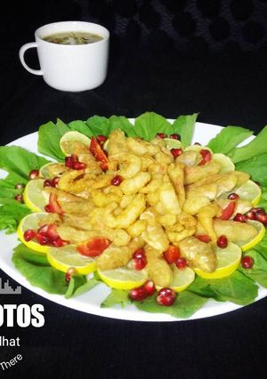 صورة لوصفة الجمبري المقلي بالفرن او الاكتفراي وشوربه الجمبري