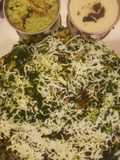 Spinach cheese dosa with peanut chutney