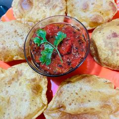 Whole wheat flour masala puri A picture of Whole wheat flour masala puri.