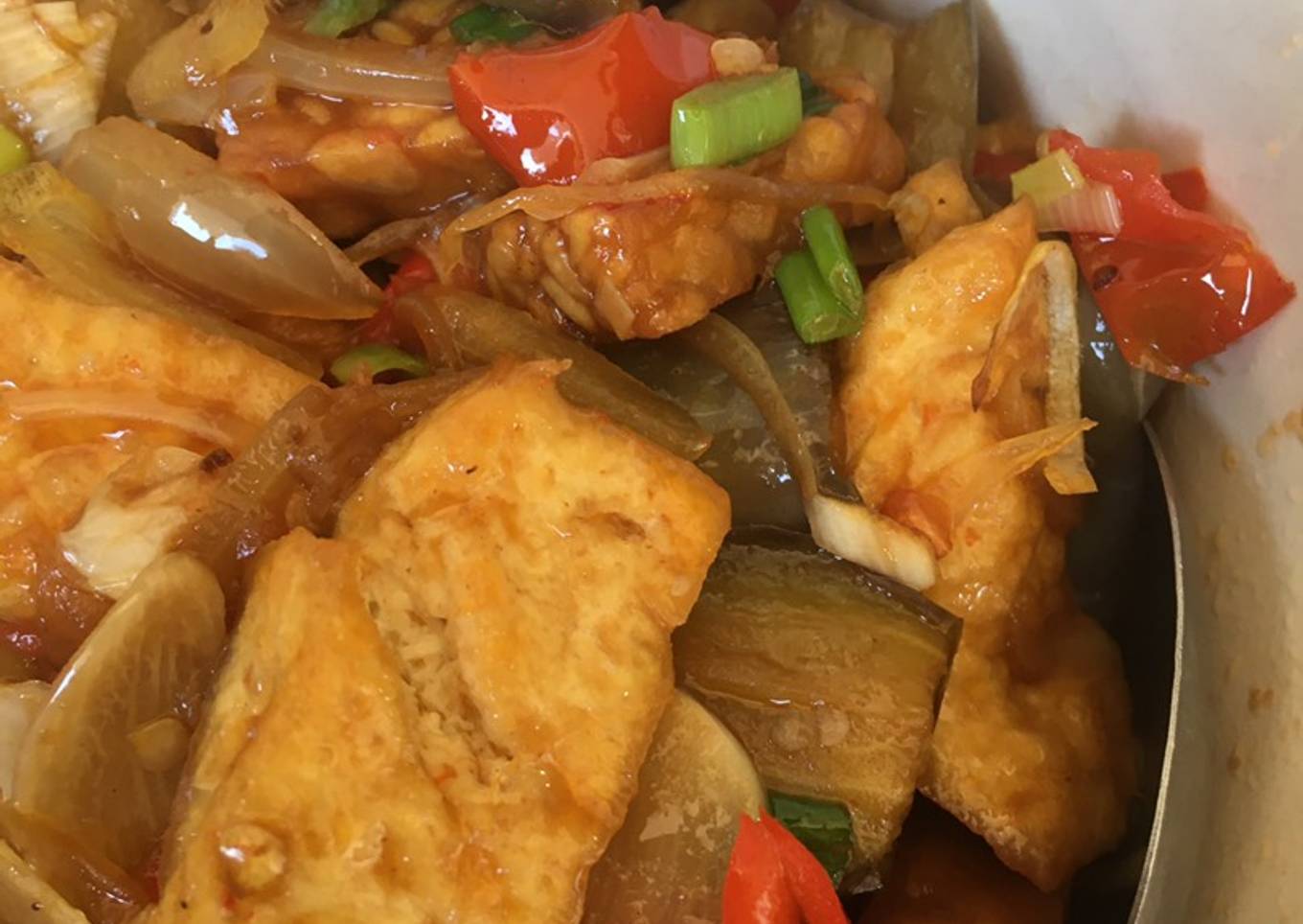 Tempe tahu terong saus mentega
