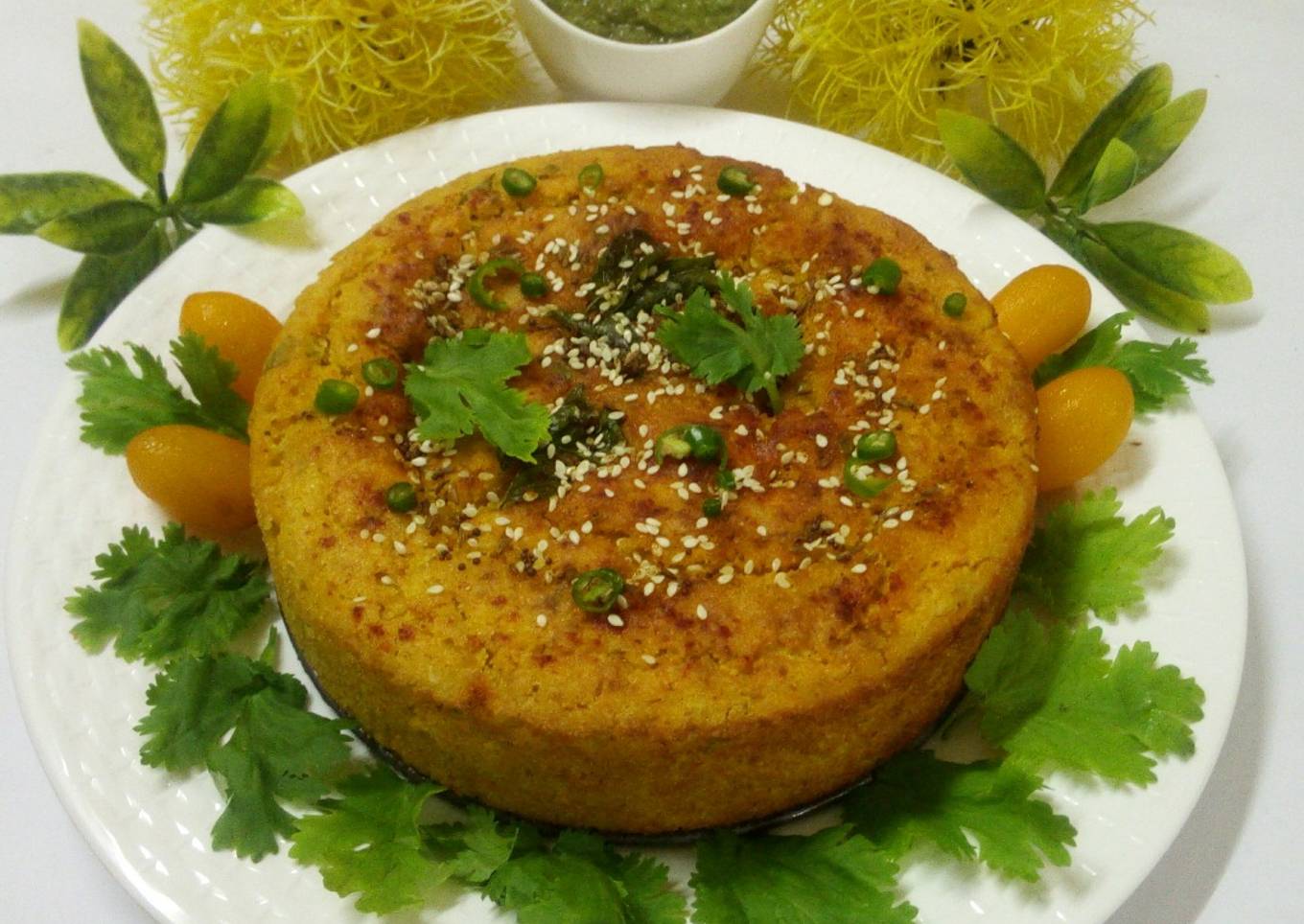 Baked vegetable handvo Cake