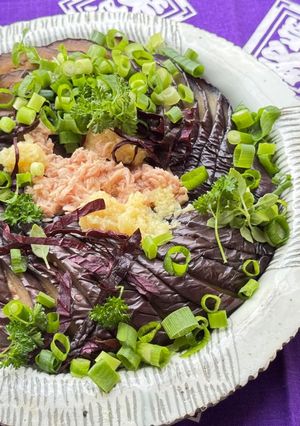A picture of Japanese Aubergine Salad (just boil 👏).
