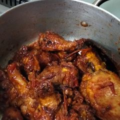 Isa's take on chicken and ugali A picture of Isa's take on chicken and ugali.