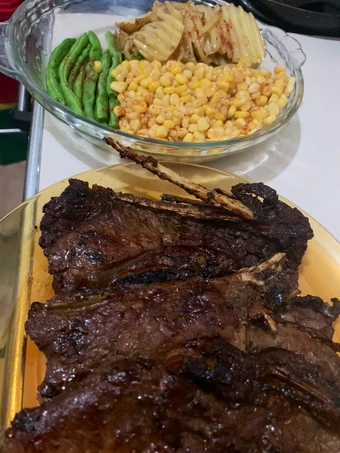 Simple Way Make Recipe Grilled T-Bone Steak w/ Corn, Green Beans &amp; Potato Wedges that is Really Delicious, Tasty}
