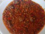 Lentejas estofadas con galta de cerdo