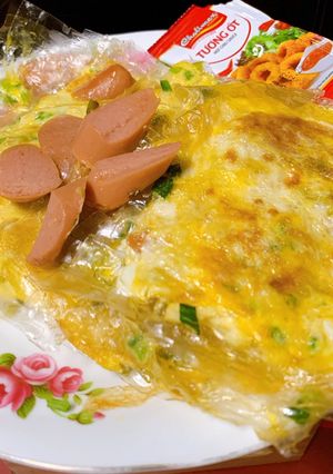 Hình của món Bánh tráng nướng chảo.