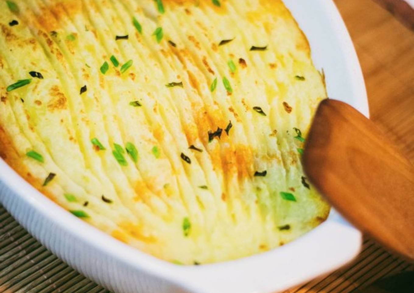 Pastel de patata con boloñesa de lentejas