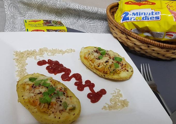 Maggi stuffed jacket potatoes