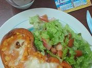 Una foto de zapallo anco relleno sin carne