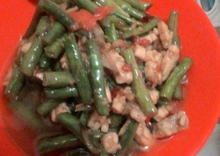 Oseng kacang panjang campur tempe