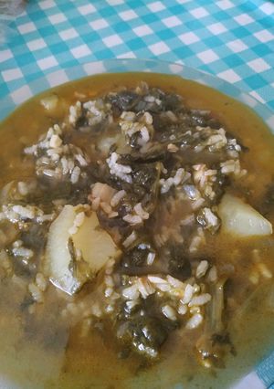 Una foto de Arroz con espinacas
