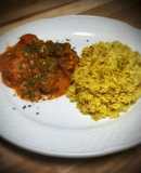 Kofta curry con arroz basmati al azafrán