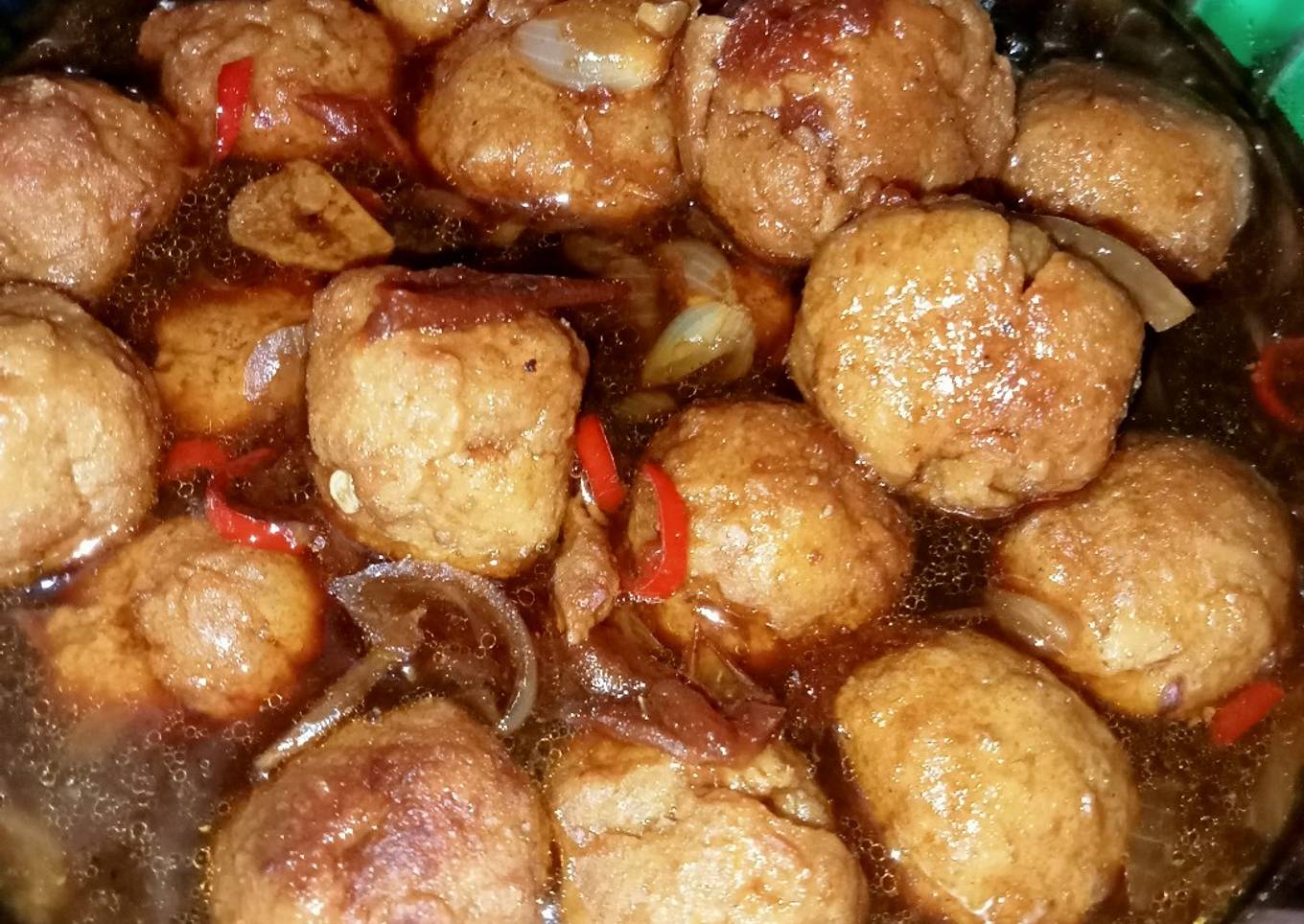 Bola Bola Tempe kuah Kecap pedas manis