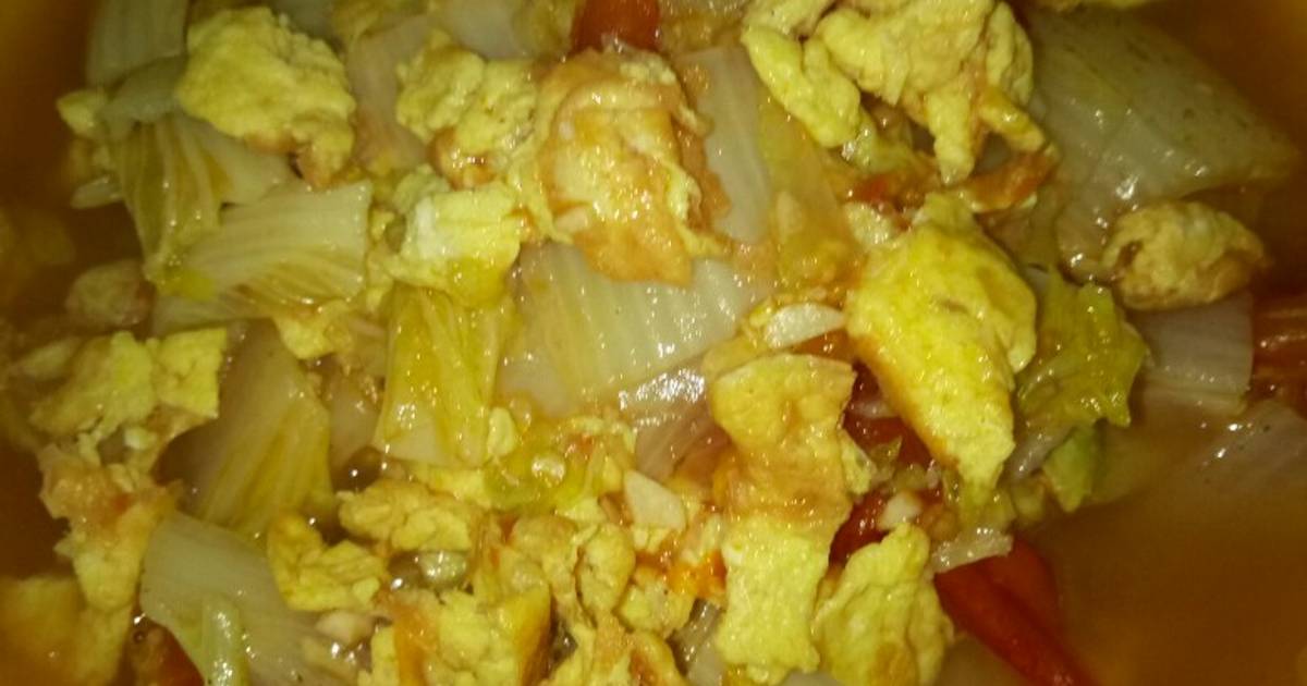 Resep Sawi Putih Telur Orak Arik Pedas Mantap Simple Oleh Farrah