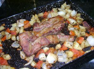 Una foto de Marucha al horno con verduras