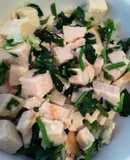 Pechuga de pavo ahumada con espinacas