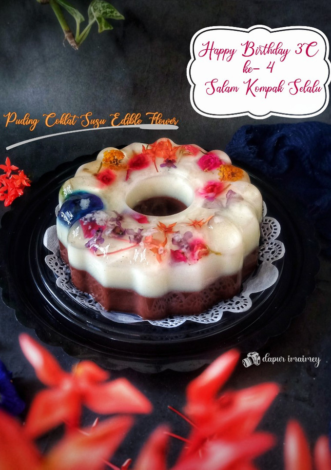 Foto resep Puding Coklat Susu Edible Flower