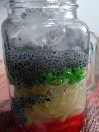 Langkah Mudah untuk Membuat Resep Es cocopandan blewah, tape ketan, rumput laut, selasih yang Uenak Anti Ribet, Bisa Manjain Lidah