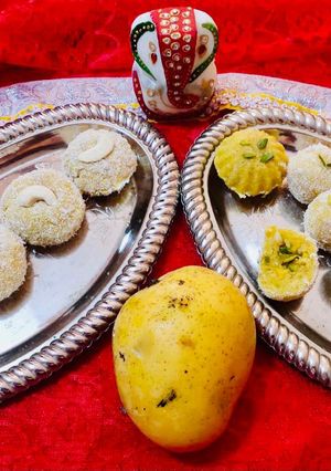 नारियल आम के लड्डू। (nariyal aam k laddu recipe in hindi) रेसिपी मुख्य फोटो
