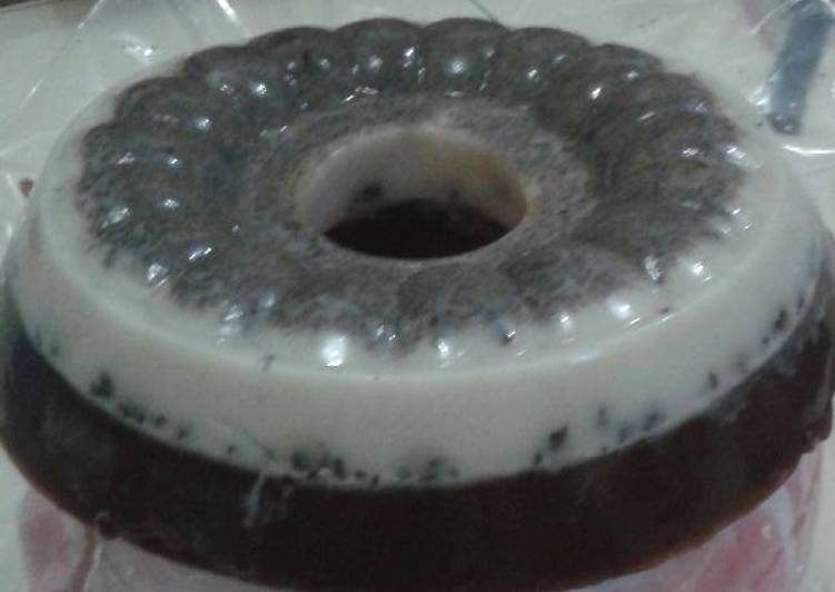 Puding lapis coklat & vanila oreo