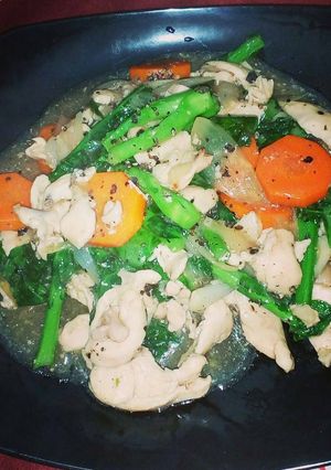 Foto resep Cah ayam kailan blackpepper
