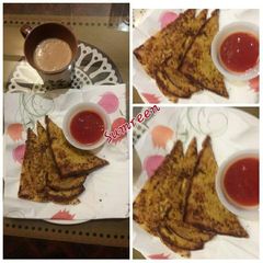 A picture of Breakfast, Bread Omelette Recipe With Tea.