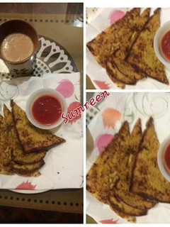 A picture of Breakfast, Bread Omelette Recipe With Tea.
