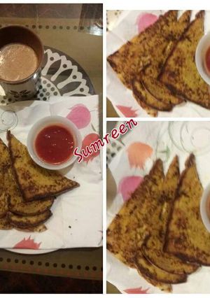 A picture of Breakfast, Bread Omelette Recipe With Tea.