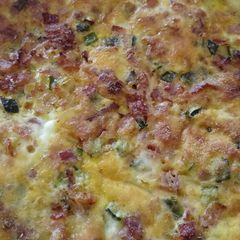 A picture of Pancetta, courgette and Parmesan quiche.