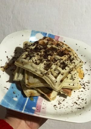 Una foto de Waffles de banana 🍌😋