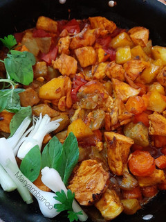 عکسی از دستور خوراک تنوری(مرغ وبادمجان)