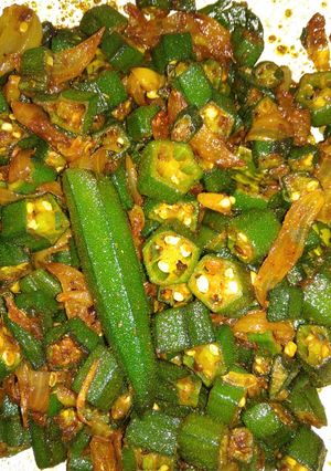 A picture of Fry Okra / bhindi.