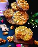 Whole wheat Walnut, Ginger & Jaggery Muffin Eggless