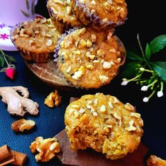 Whole wheat Walnut, Ginger & Jaggery Muffin Eggless A picture of Whole wheat Walnut, Ginger & Jaggery Muffin Eggless.