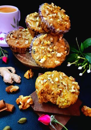 A picture of Whole wheat Walnut, Ginger & Jaggery Muffin Eggless.