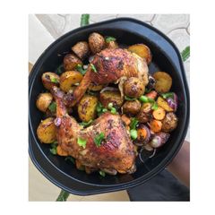 A picture of Oven-grilled Chicken and Potato.