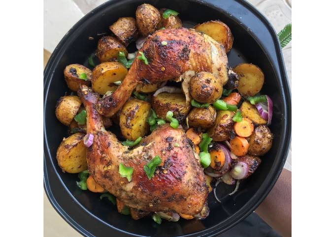 Simple Way to Make Speedy Oven-grilled Chicken and Potato