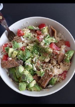 Una foto de Mi ensalada fresca de couscous y champiñones