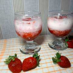 A picture of Korean strawberry milk.